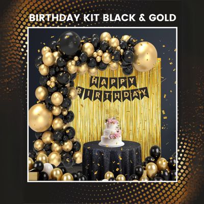 Let's Vybe Birthday Decoration Kit Black & Gold