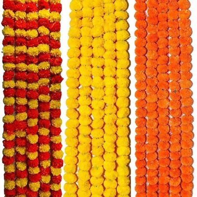 Artificial Marigold Flowers Garland - Assorted