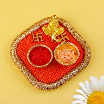 Archies Orange Color Roli Chawal Mini Thali