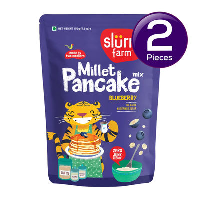 Slurrp Farm Millet Eggless Pancake Mix With Blueberries | No Maida | Healthy Breakfast 150 g Combo