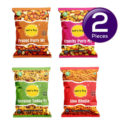 Let's Try Combo Pack | Aloo Bhujia | Navratan | Peanut Party | Crunchy Party 112 g Combo