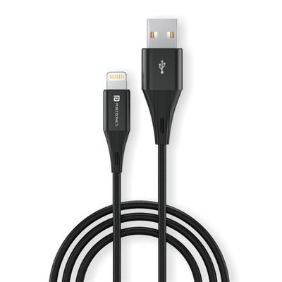 Portronics Konnect B+ POR 1392 8 Pin USB Cable - Black | Nylon Braided    