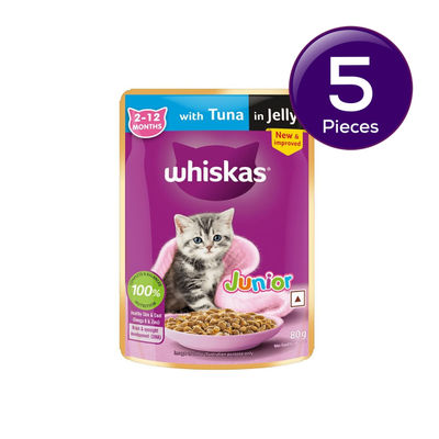 Whiskas Junior Tuna in Jelly Wet Cat Food, 80g, Pack of 5