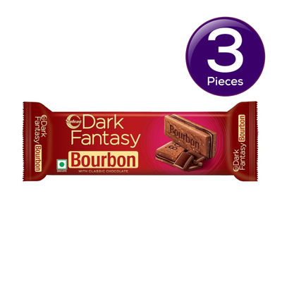 Sunfeast Dark Fantasy Bourbon, Classic Biscuit Made With Real Chocolate 111 g Combo