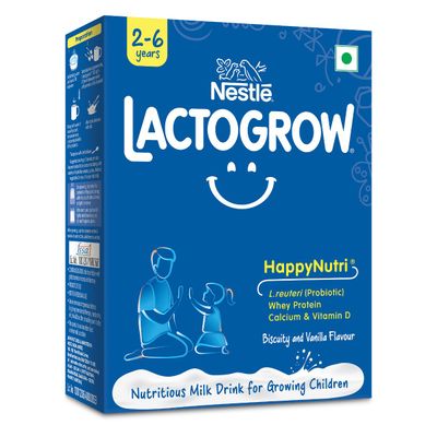 Nestle Lactogrow Nutrition Biscuity Vanilla Drink Mix | For 2 - 6 years Kids