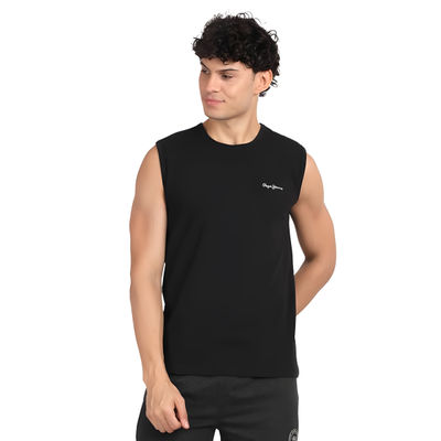 Pepe Jeans ATV02 Men's Cotton Solid Tank Top - L | Lightweight and Soft