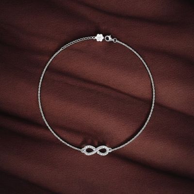 Giva Silver Infinity Zircon Anklet