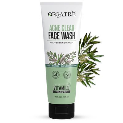 Orgatre Acne Clear Face Wash With Tea Tree Anti-Acne & Pore-Cleansing Formula For Clearer Skin