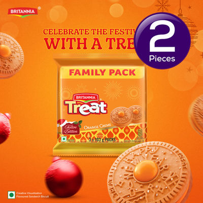 Britannia Treat Orange Creme Sandwich Biscuits 309 g Combo