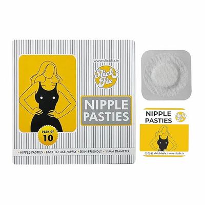 Slickfix Self Adhesive Nipple Pasties No Show Bra For Women, Nipple Covers Disposable Round Shape (Pack Of 10Pcs)