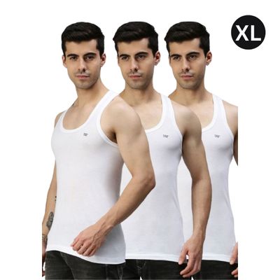 Lux Cozi Men's Solid Cotton Vest | White - XL