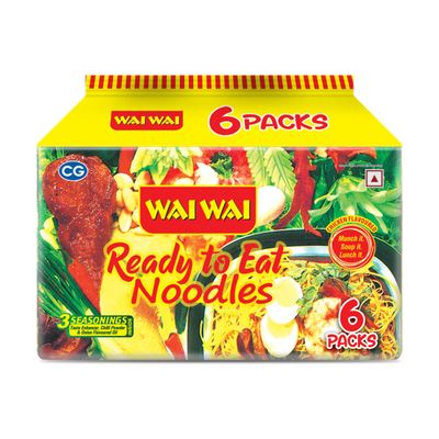 Wai Wai Ready to Eat Noodles, Chicken Masala Pack | 6 in 1