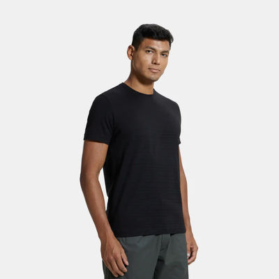 Jockey Men Cotton Rich Round Neck Half Sleeve T-shirt | Black - M
