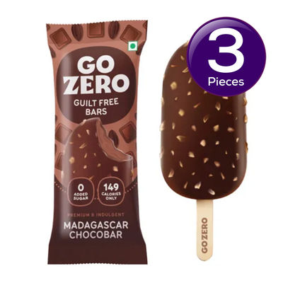 Go Zero Madagascar Chocolate Low Calorie Guilt Free Ice Cream Bar 70 ml Combo