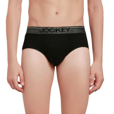 Jockey Men's Solid Combed Cotton Brief | Black - XL