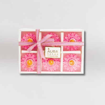 Auradecor Floating Flower Candles Gift Set