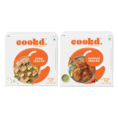 Cookd Tandoori Tikka Kit (38g) & Cookd Malai Tikka Kit (43g) Combo
