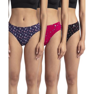 Jockey 1410 Women's Super Combed Cotton Bikini Panty|PO3 | Multicolor Dark assorted-XXL