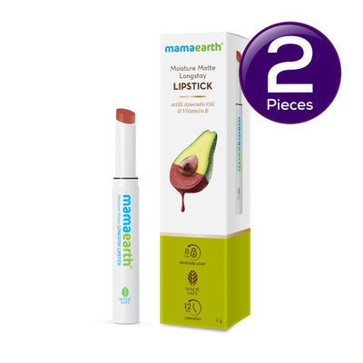 Mamaearth Moisture Matte Lipstick - Citrus Nude | Smudge Proof 2 g Combo