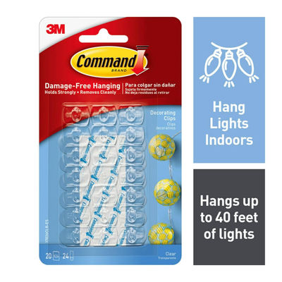 Command Transparent Decoration Hooks/Clips (20 Clips In The Pack)