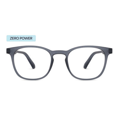Lenskart Hustlr | Zero Power with Blue Cut & UV Protection | Unisex | Medium | Grey