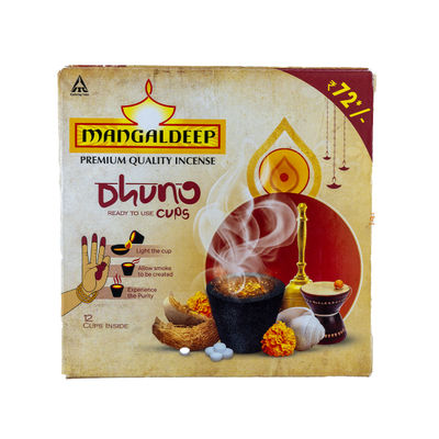 Mangaldeep Dhuno Cup - Made From Chhobra, Camphor And Dhuno | 12 Cups