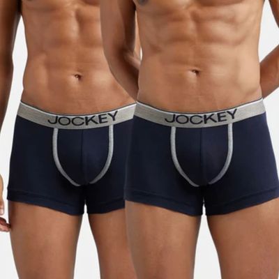 Jockey 8015 Men's Super Combed Cotton Rib Solid Trunk|Ultrasoft Waistband|PO2 | Navy-M