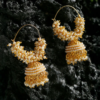 YouBella Fashion Jewellery Gold Plated Pearl Jhumka Earings for Women Traditional Earrings