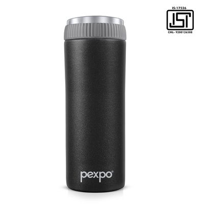 Pexpo Crypto ISI Certified Hot & Cold Flask - 500 ml | Knight Black | Stainless Steel