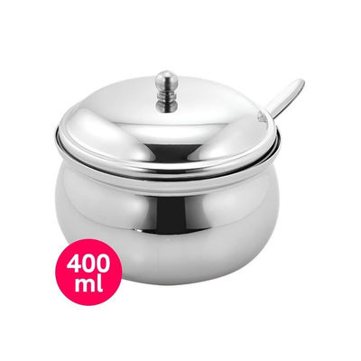 Vinayak Stainless Steel Ghee Pot (With Lid, Silver, 400 Ml, 1 Piece)