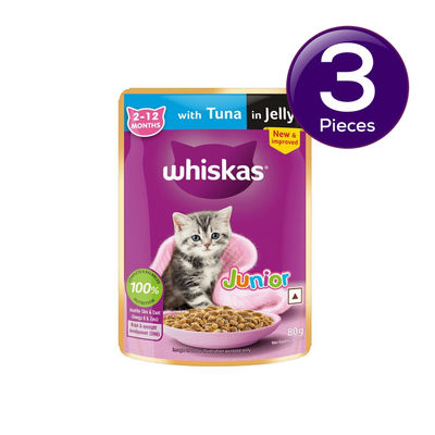 Whiskas Junior Tuna in Jelly Wet Cat Food, 80g, Pack of 5