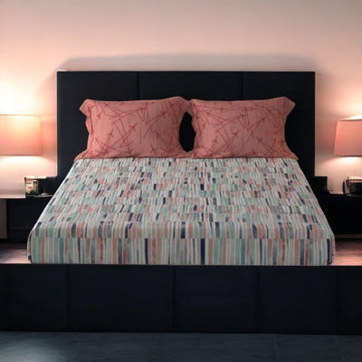Urban Space 144 TC 100% Cotton Double Bedsheet with 2 Pillow Covers - Stripes Pink