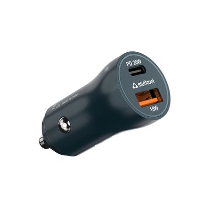 Ultimus 38W Dual Port Aluminium Car Charger with 20W PD Type C Charges iPhones 50% in 30 mins