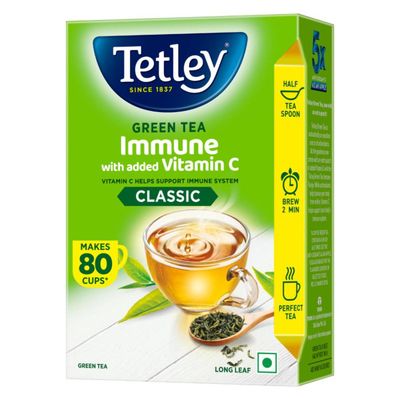 Tetley Green Tea Immune, With Added Vitamin C, Classic Green Tea Flavour, Loose Green Tea Leaves