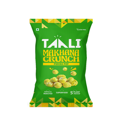 Taali Roasted Makhana |  Pudina Pop | Protein Rich , Made In Olive Oil