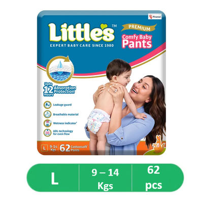 Littles Expert Baby Care Comfy Diaper Pant For Kids | White | L (9 - 14 kg)