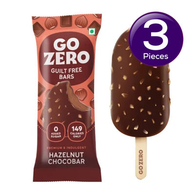 Go Zero Hazelnut Chocolate Low Calorie Guilt Free Ice Cream Bar 70 ml Combo