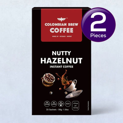 Colombian Brew Hazelnut Instant Coffee Powder No Sugar Vegan 50 g Combo
