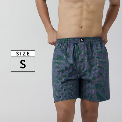 XYXX Astor IntelliEaze 100% Combed Cotton Printed Boxer | Back Pocket | Hexagon- S