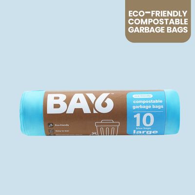 BAY6 Compostable Garbage Bags Roll - Large - 24 x 32 Inch - Blue