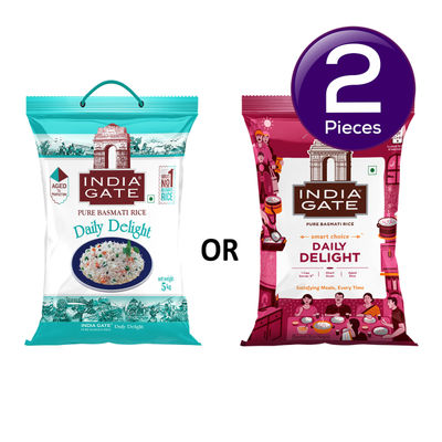 India Gate Daily Delight Basmati Rice | Short Grain 5 kg Combo