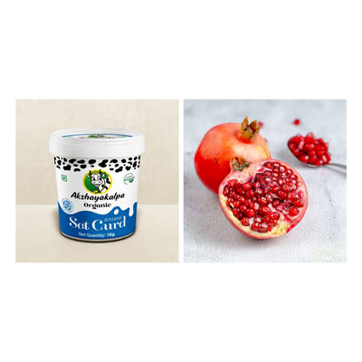 Akshayakalpa Artisanal Organic Set Curd (1kg) & Pomegranate (2pc) Combo