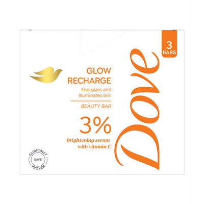 Dove 3% Brightening Serum + Vitamin C Glow Recharge Serum Beauty Bar | Pack of 3