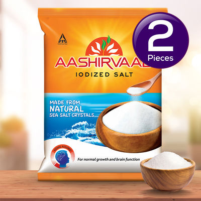 Aashirvaad Iodized Salt | Natural | Solar Evaporated Everyday Salt 1 kg Combo