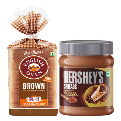 Hershey'S Spread - Cocoa Jar (150g) & English Oven Brown Bread (400g) Combo