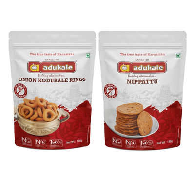 Adukale Nippattu 180.0 Gram (180g) & Adukale Adukale Onion Kodubale 180.0 Gram (180g) Combo