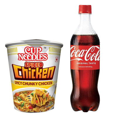 Nissin Cup Noodles Spiced Chicken (70g) & Coca-Cola Soft Drink (750ml) Combo