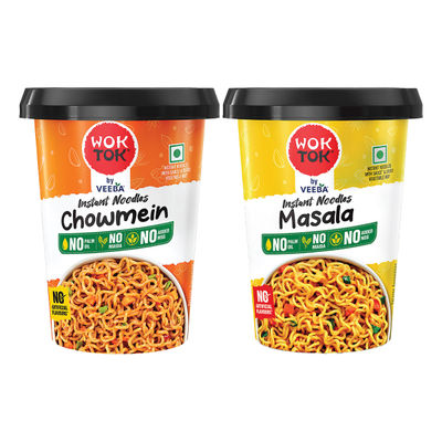 Wok Tok By Veeba Instant Cup Noodles Masala (92.5g) & Wok Tok By Veeba Instant Cup Noodles Chowmein (92.5g) Combo