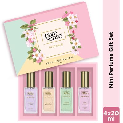 Puresense Into The Bloom Perfume Gift Set (Vanilla+Mandarin+Jasmine+Rose) - For Women