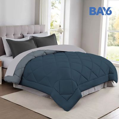 BAY6 Microfibre Solid Colour Double Bed Comforter | 2.10 x 2.20 m - Blue